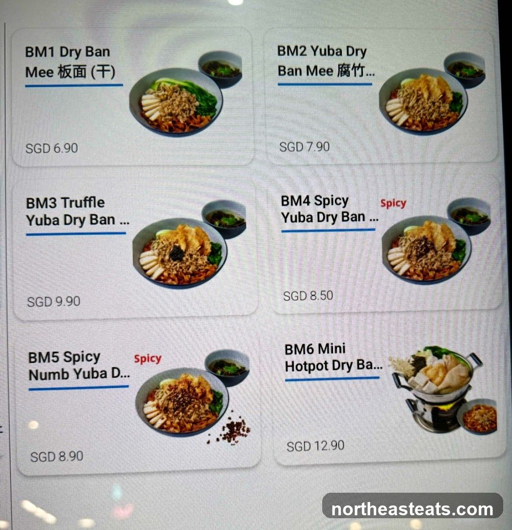 Dry Ban Mee Menu