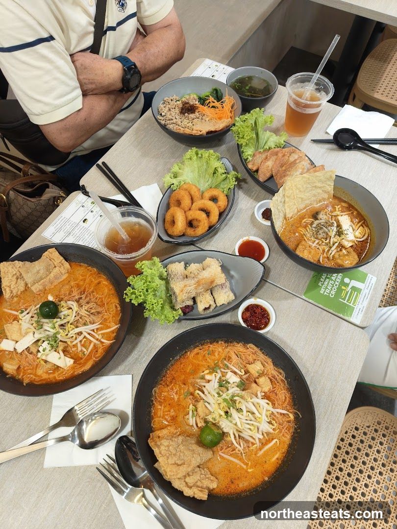 Table with various dishes and drinks