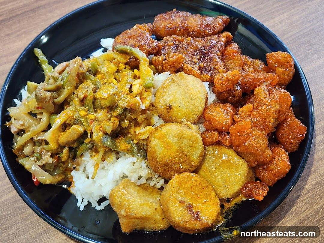 Rice plate with various toppings