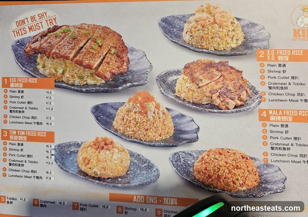 Fried Rice Menu
