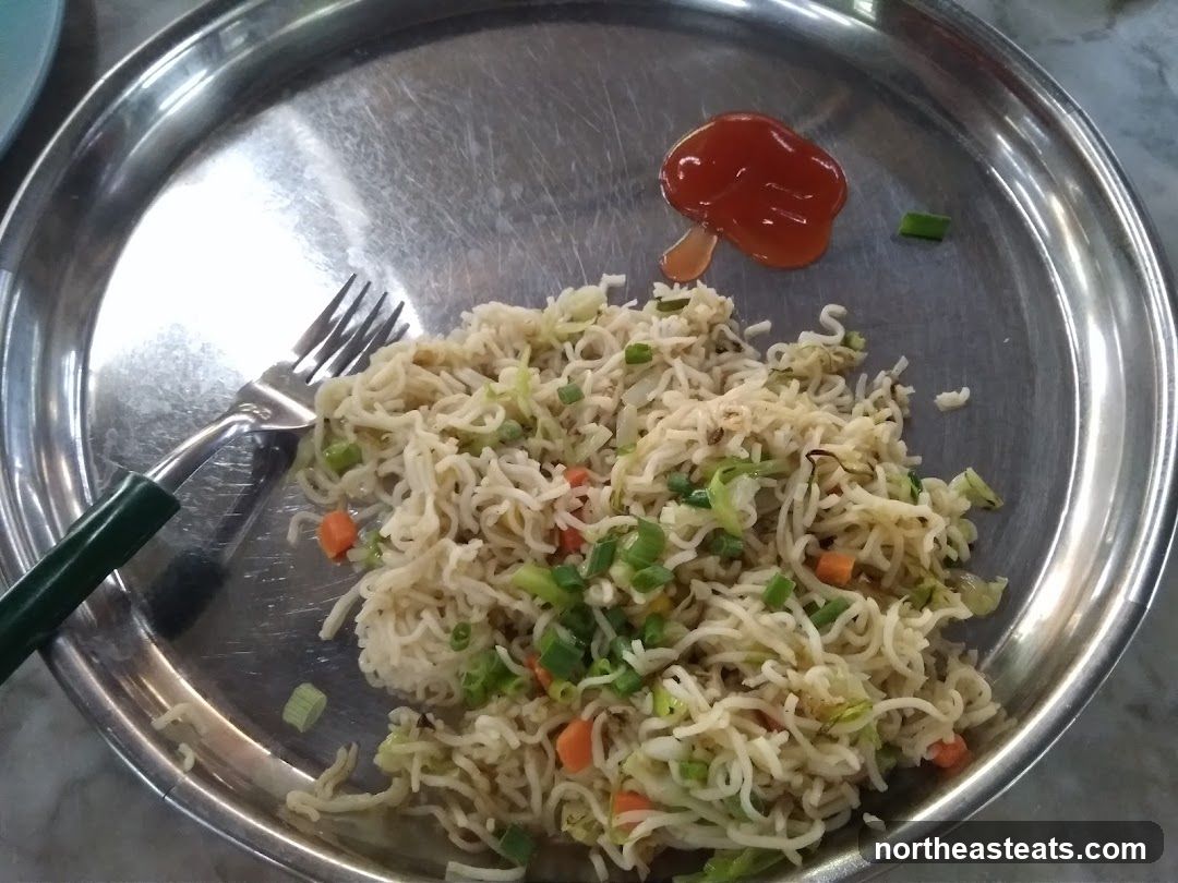 Noodles with Vegetables and Ketchup