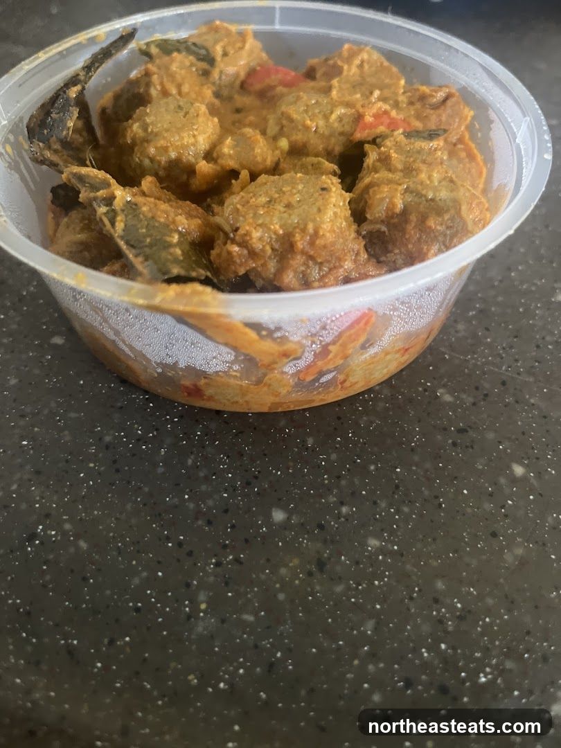 Curry dish in a plastic container