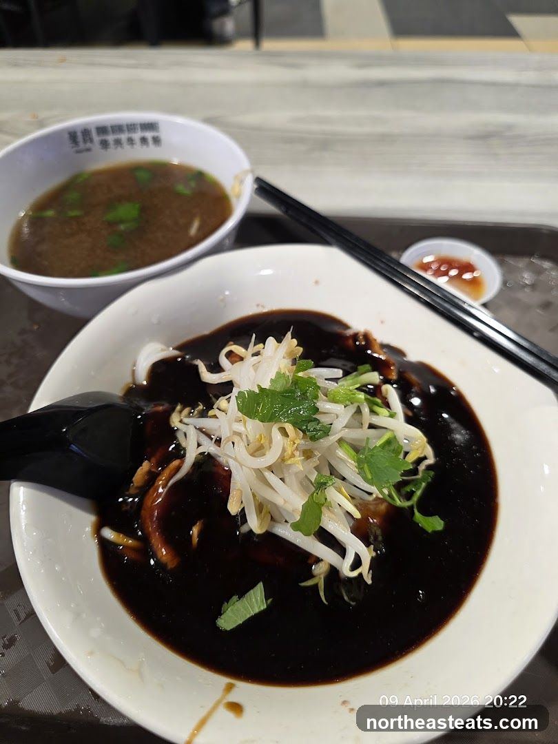 Noodles with Dark Sauce and Soup