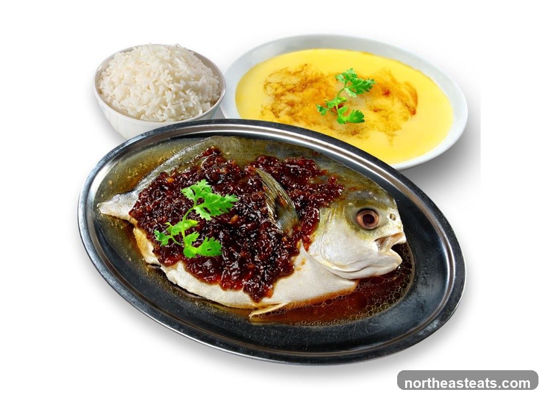 Steamed Fish with Rice and Egg Custard