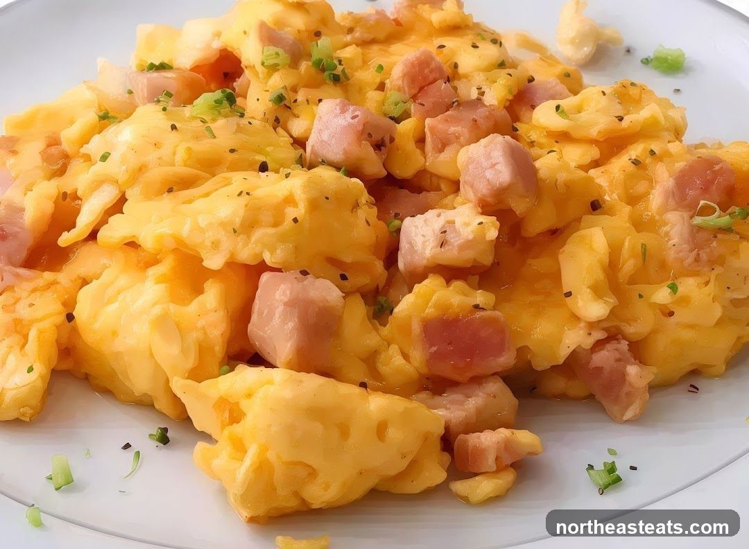 Scrambled Eggs with Ham and Chives