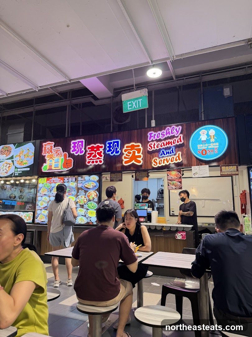 Food stall with customers