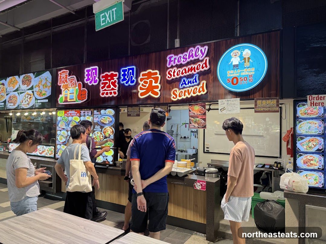 Food Stall with Menu and Customers