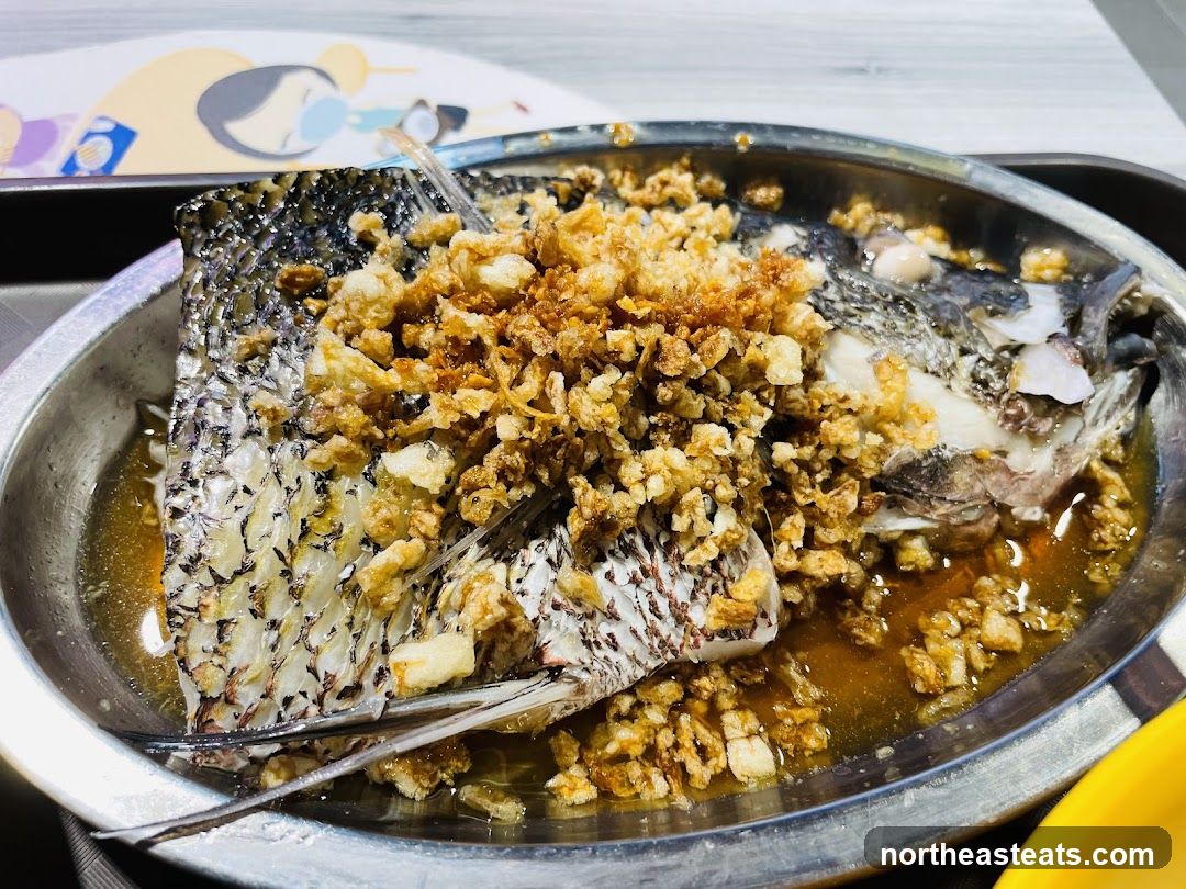 Steamed Fish with Crispy Garlic