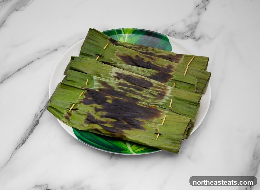 Grilled Food Wrapped in Banana Leaves