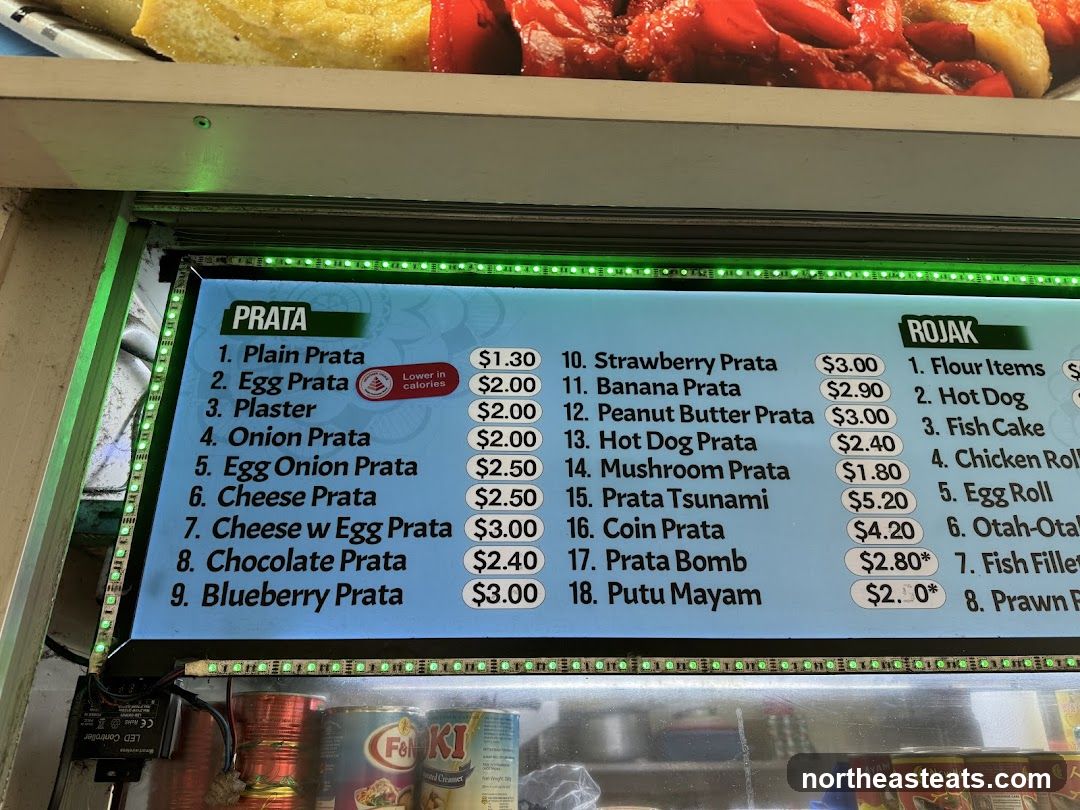 Prata and Rojak Menu
