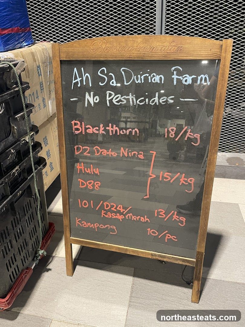 Ah Sa Durian Farm Menu