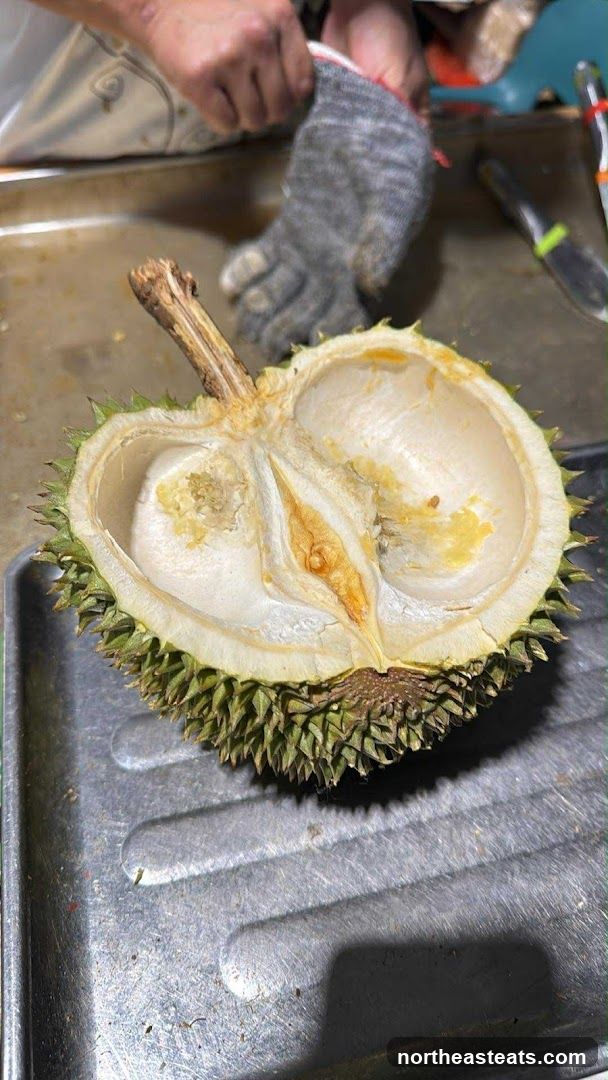 Durian being prepared