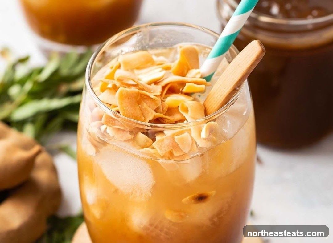 Iced Drink with Toasted Coconut Flakes