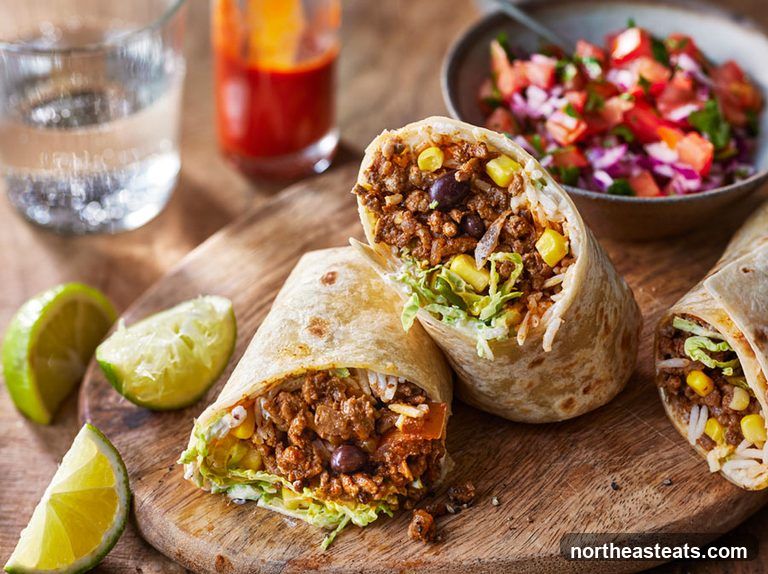 Burritos with Pico de Gallo and Lime