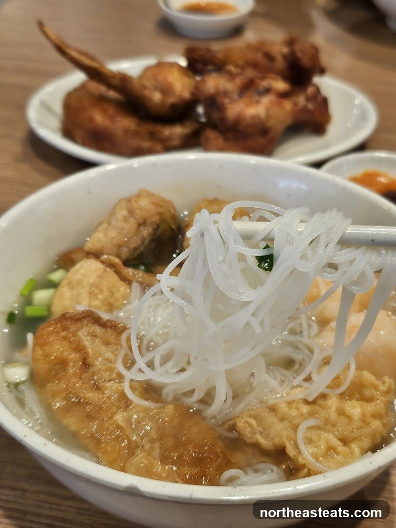 Noodle Soup and Fried Chicken Wings