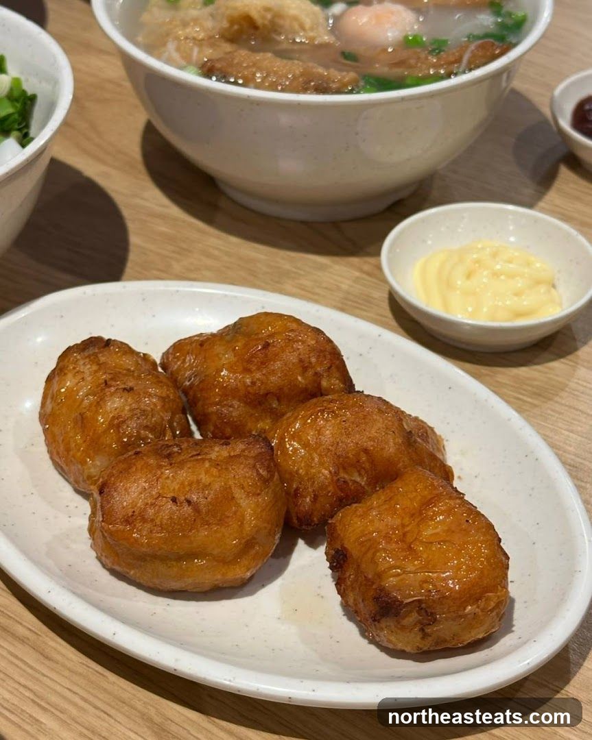 Fried Appetizers with Noodles and Condiments