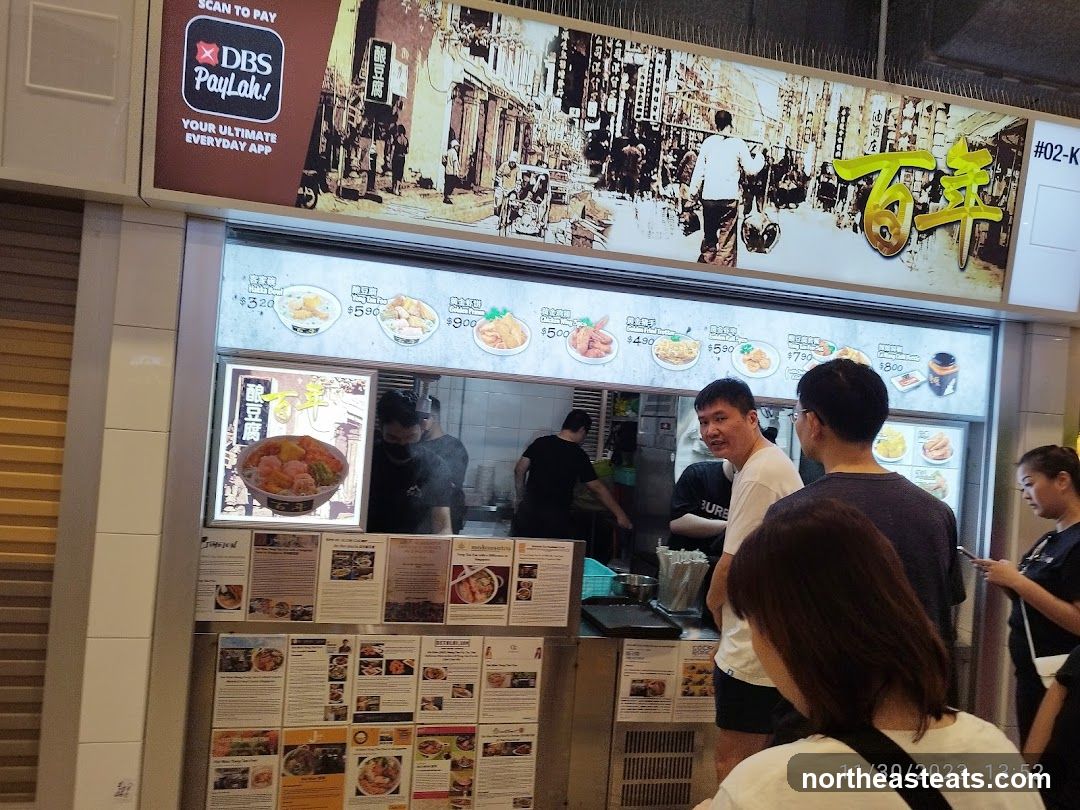 Food Stall with Menu and Customers