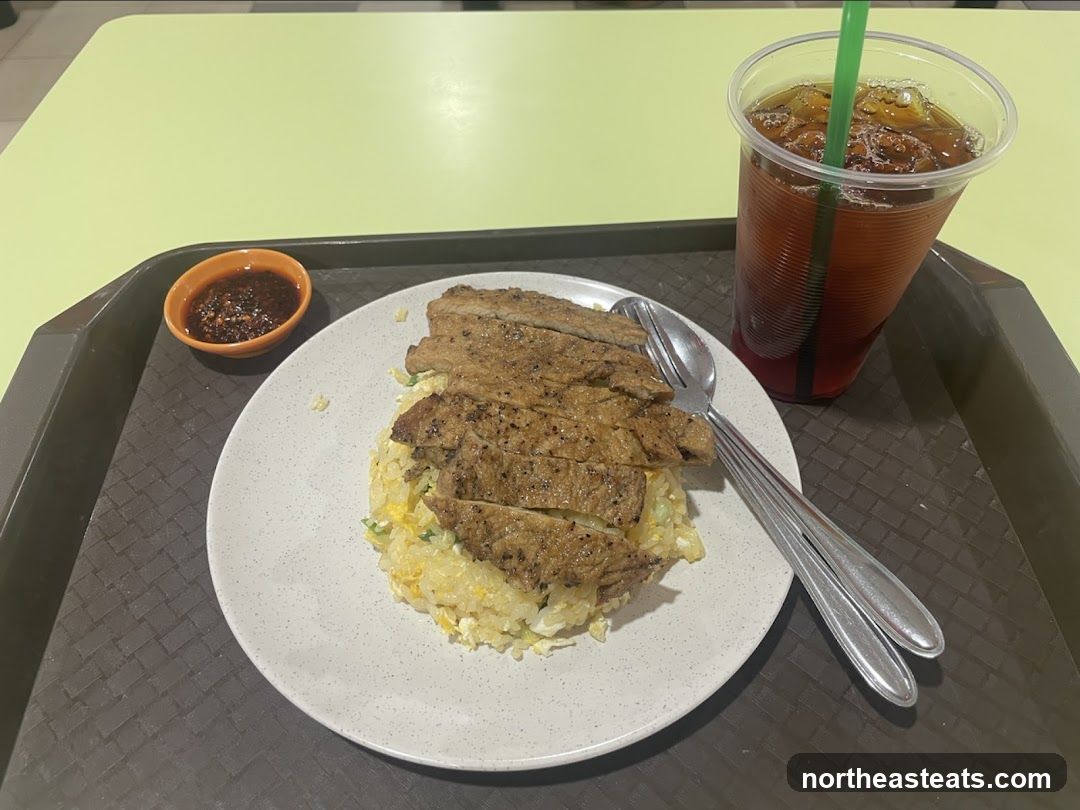 Pork Chop Fried Rice with Drink