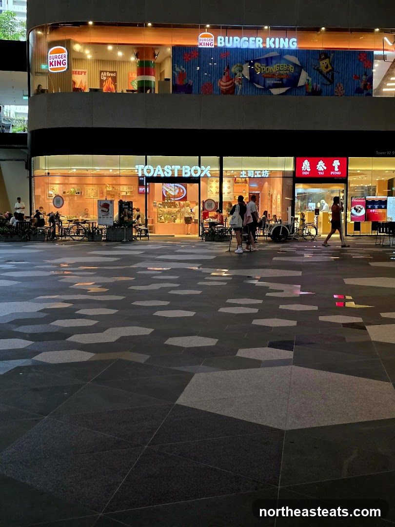 Burger King and Toast Box storefronts
