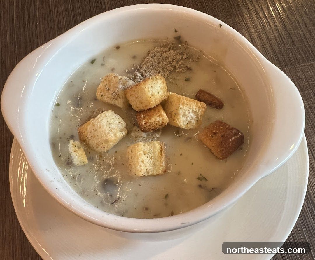 Creamy Mushroom Soup with Croutons