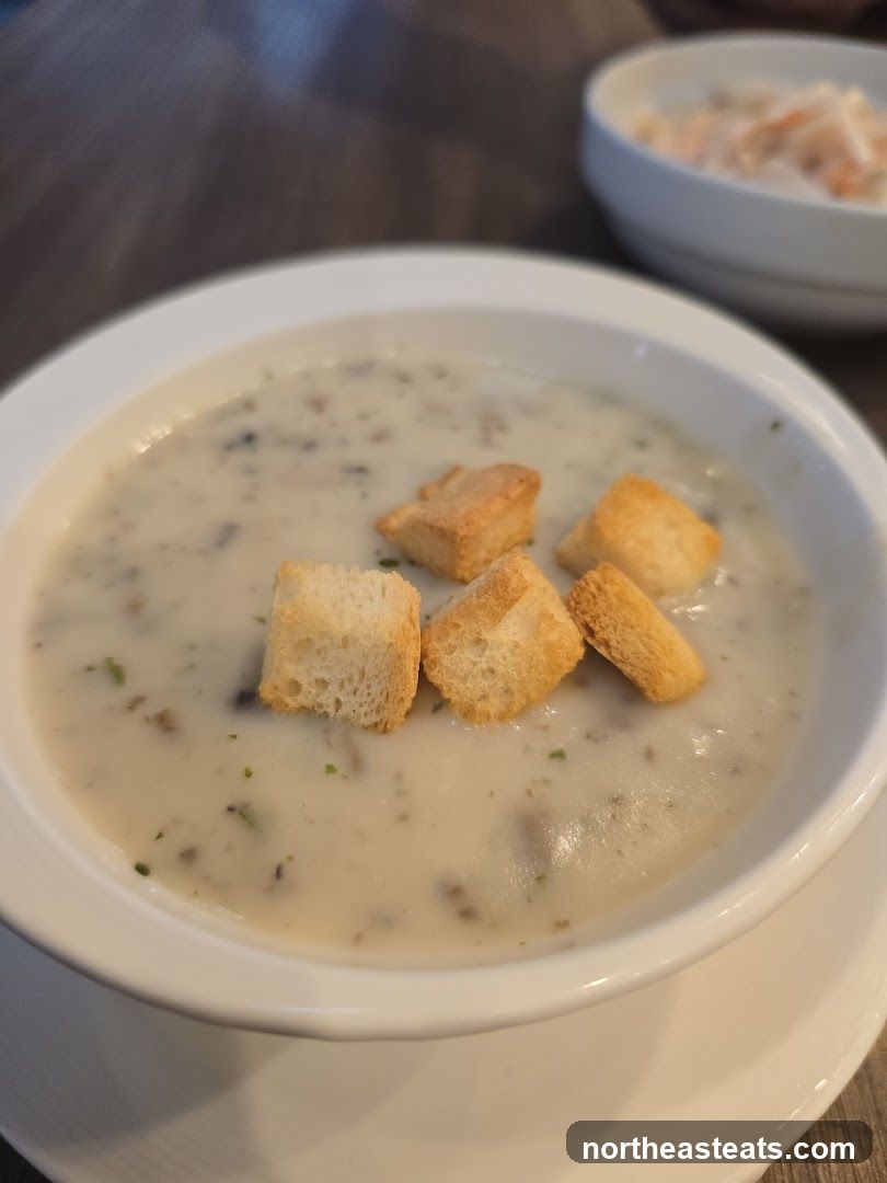 Creamy Mushroom Soup with Croutons