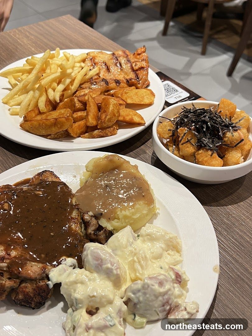 Plates of food on a table