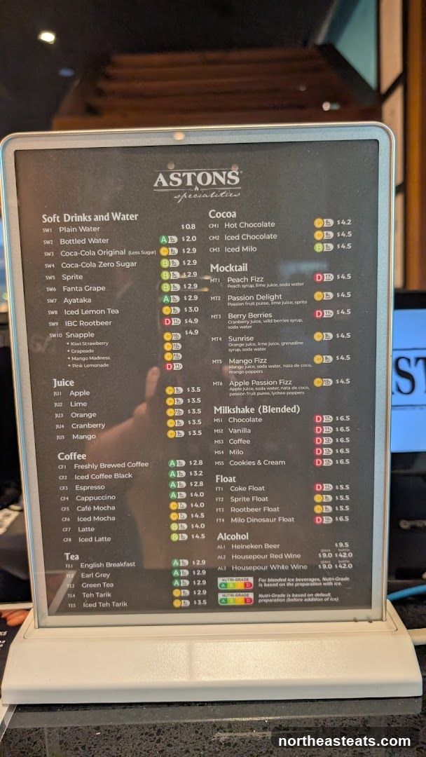 ASTONS Specialities Menu