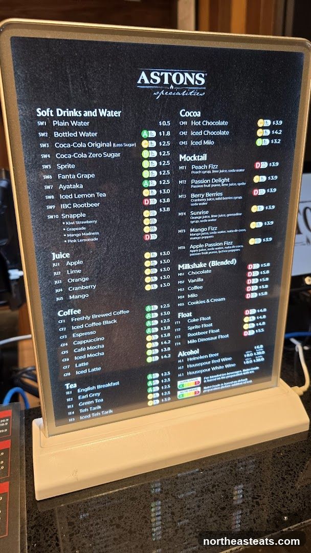 ASTONS Specialities Menu