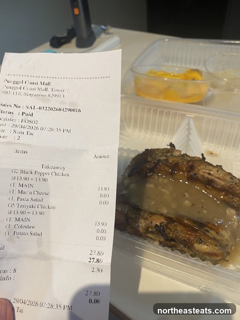 Takeaway Receipt and Food