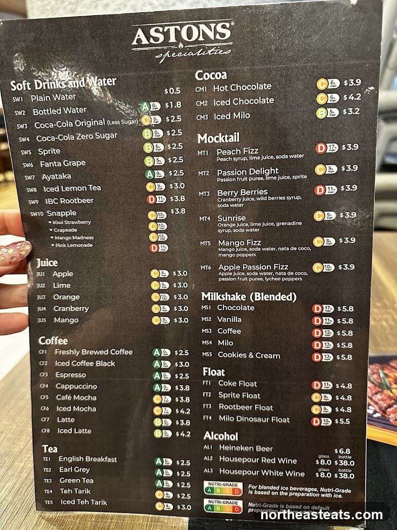 ASTONS Specialties Menu