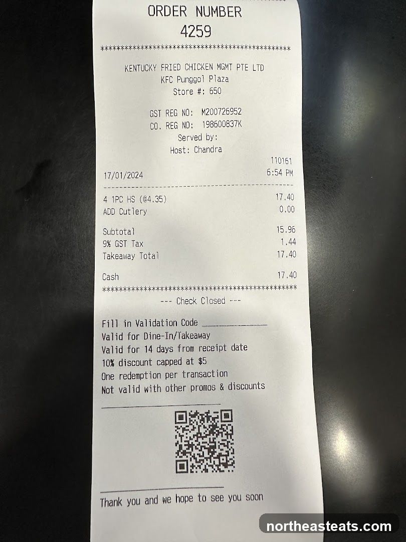 KFC Receipt
