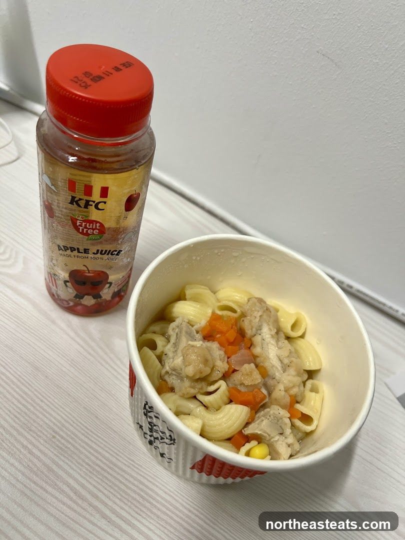 KFC Apple Juice and Pasta Dish