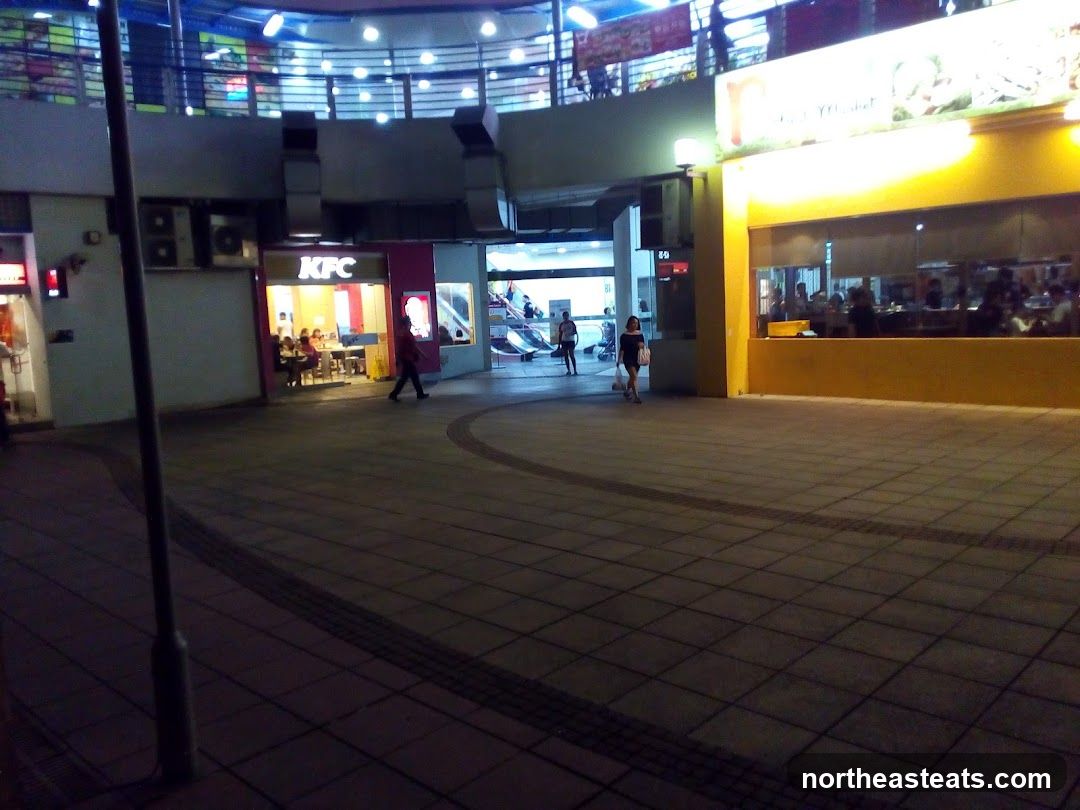 KFC and other shops at night
