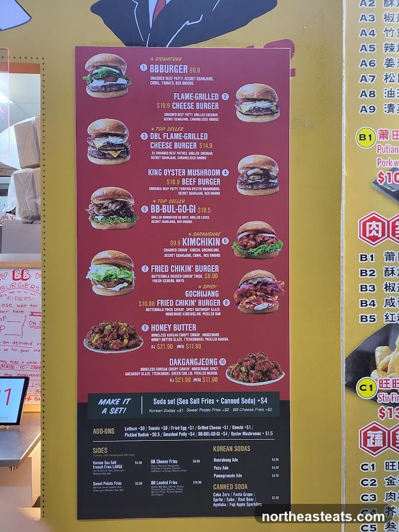 BB Burgers Menu