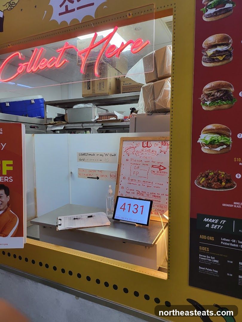 Burger restaurant order pickup counter