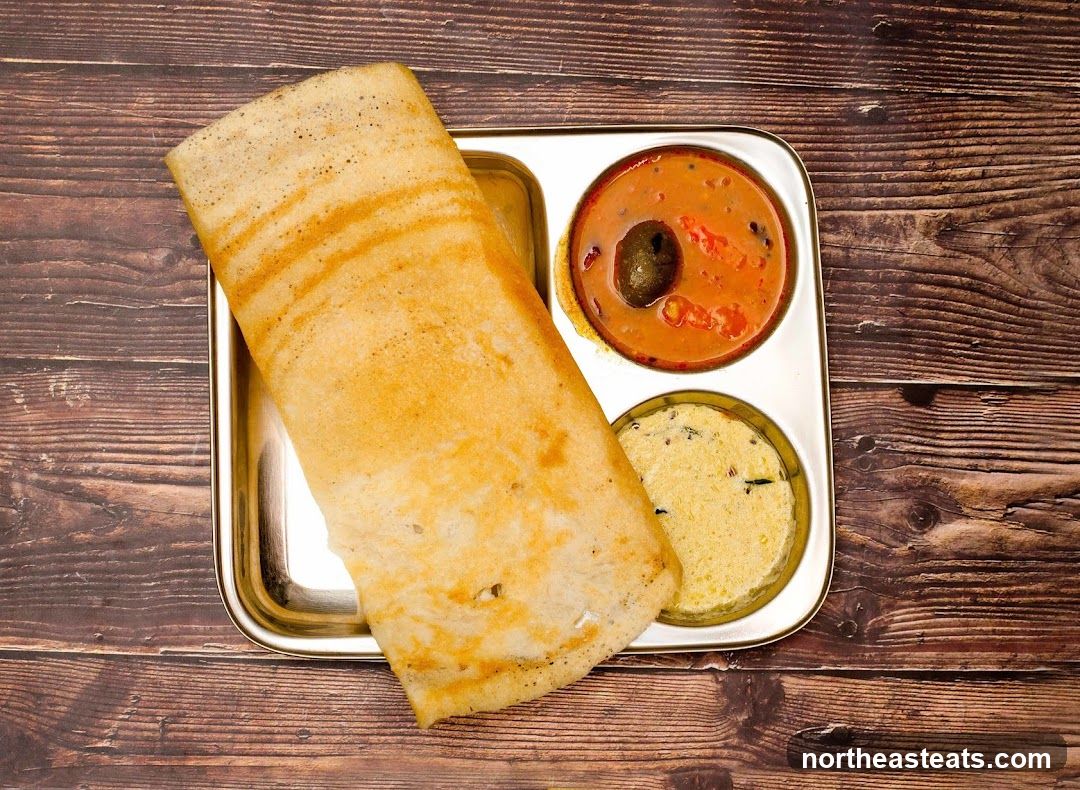 Dosa with Sambar and Chutney