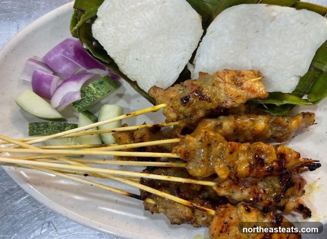 Satay Skewers with Rice and Vegetables