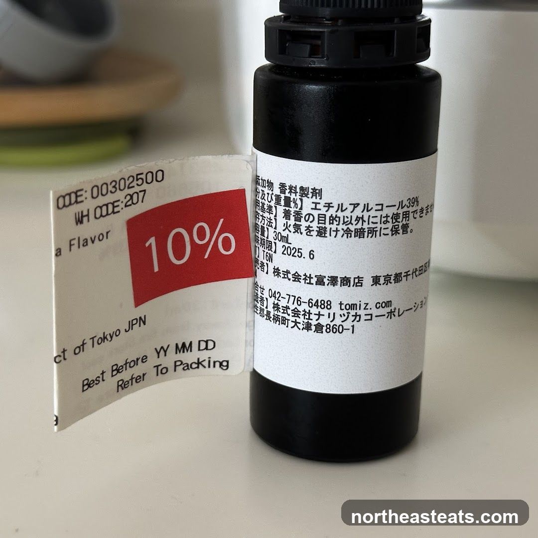 Flavoring bottle with discount sticker