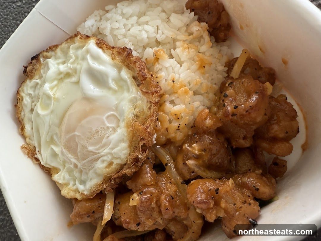 Fried Egg and Meat with Rice
