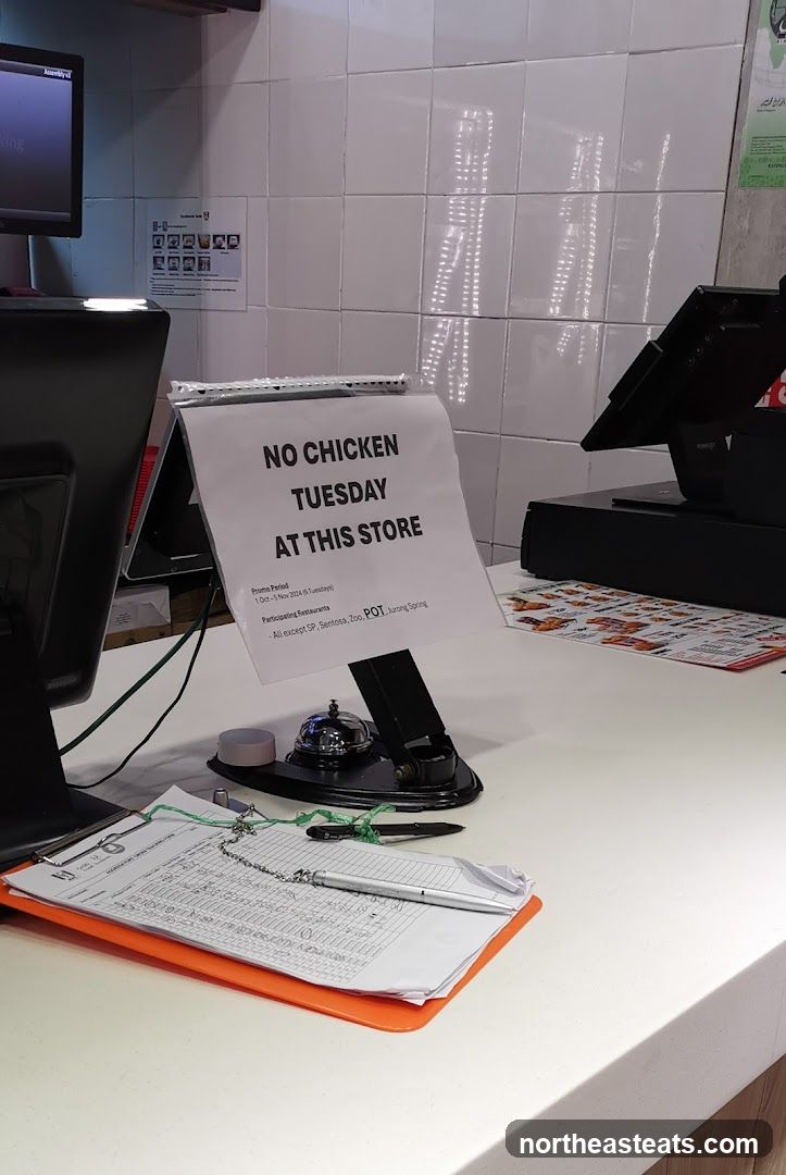 No Chicken Tuesday Sign
