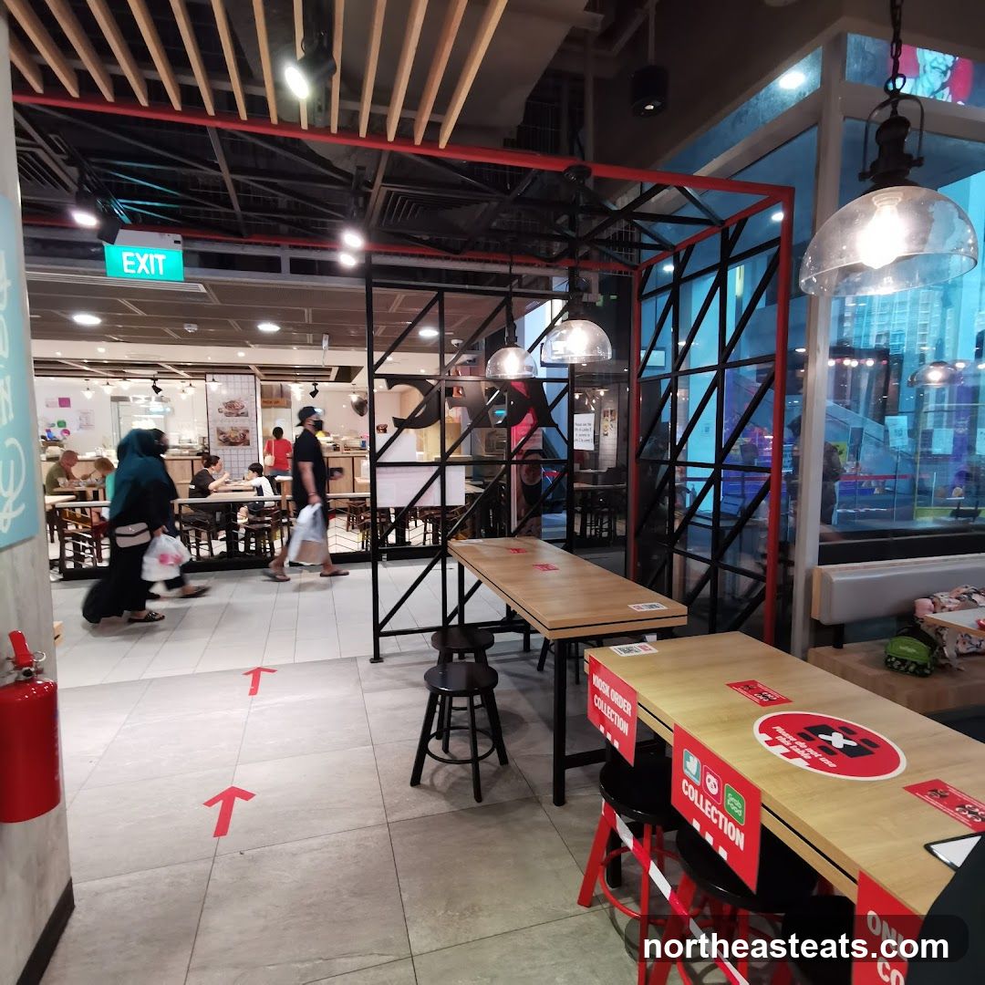 Restaurant Interior with Seating and Service Area