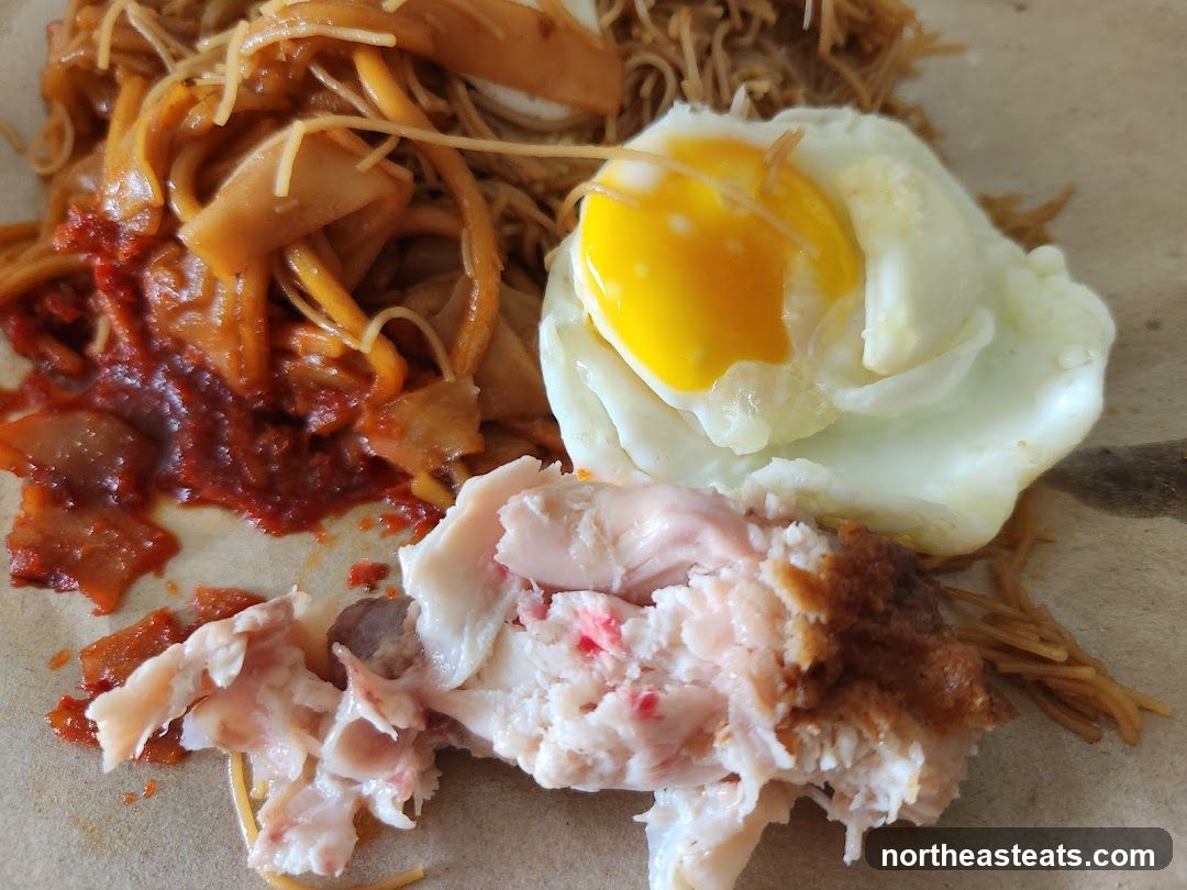 Noodles with Fried Egg and Fish