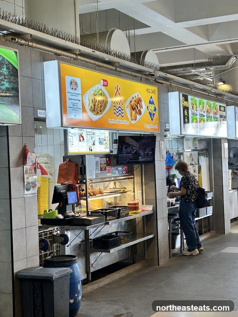 Food stall with menu and food display
