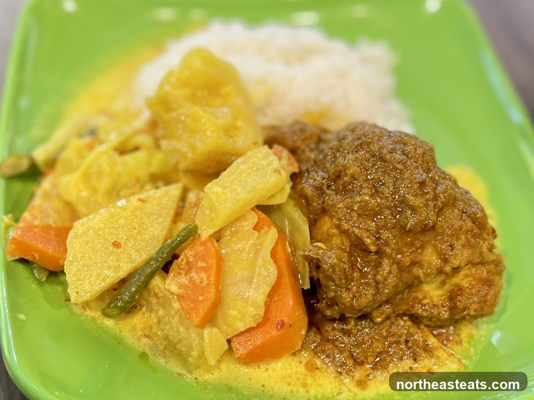 Chicken Rendang with Vegetables and Rice