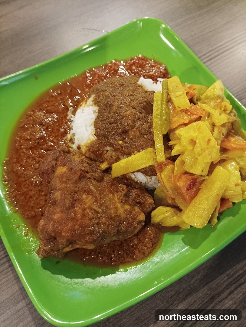 Chicken Rendang with Rice and Pickled Vegetables