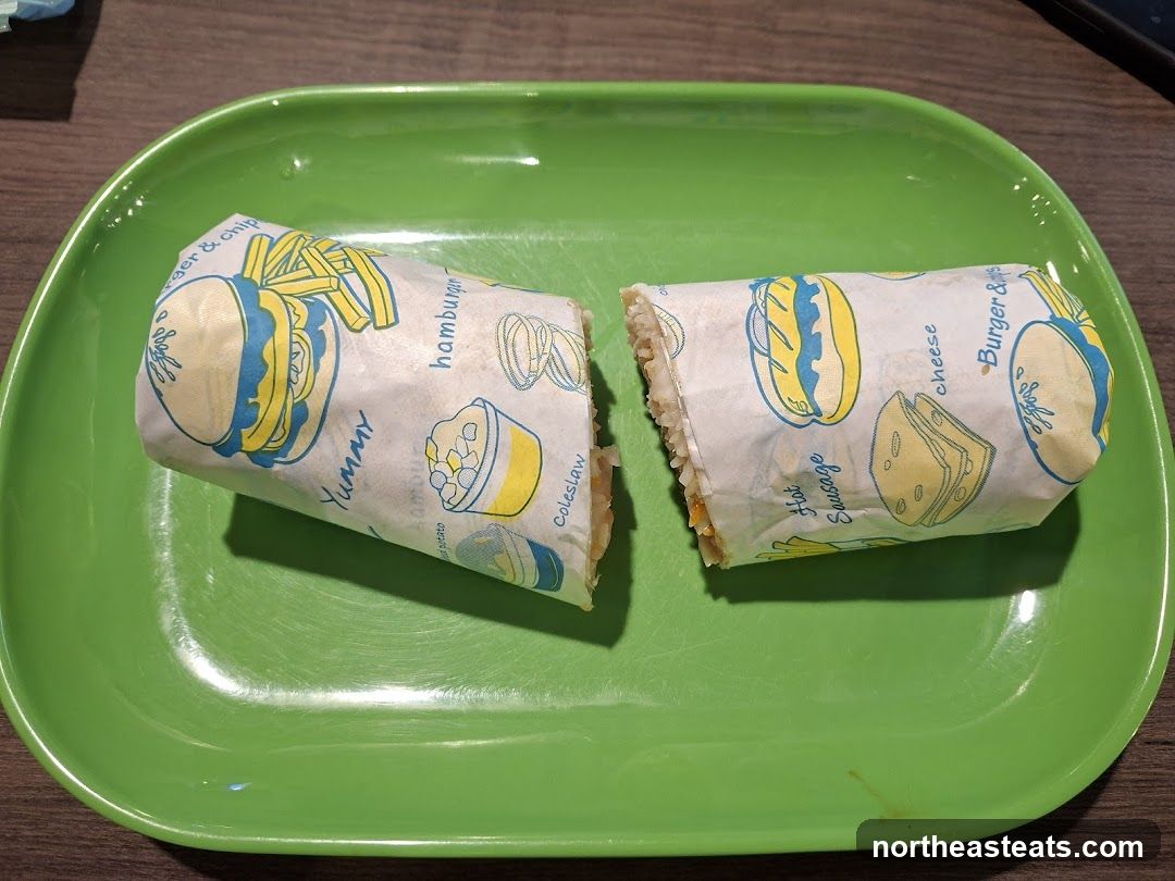 Burrito on a green plate