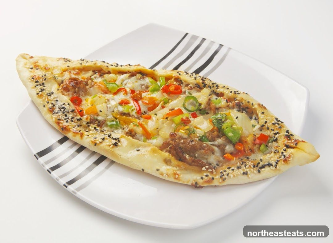Pide with Meat and Vegetables