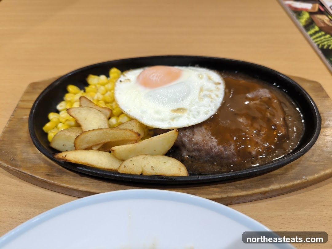 Hamburger Steak with Fried Egg and Sides