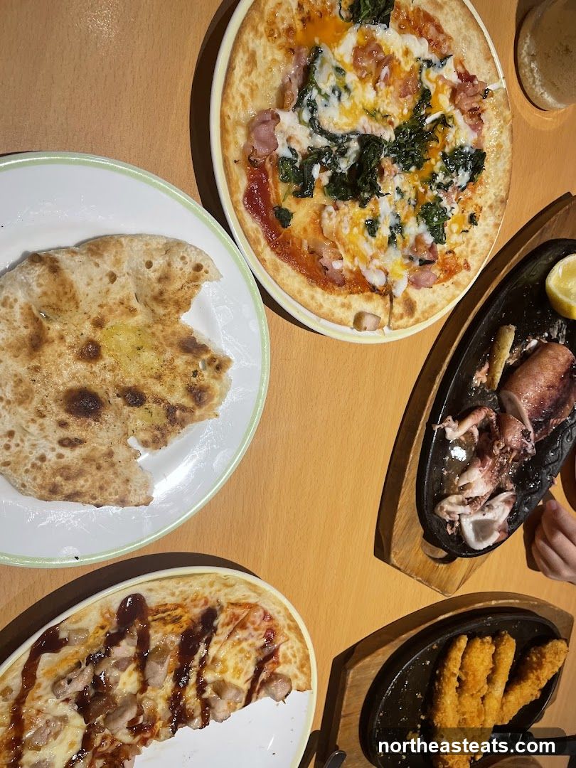 Various dishes on a table