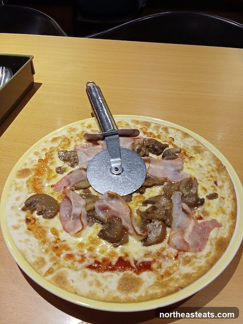Pizza with Ham and Mushrooms